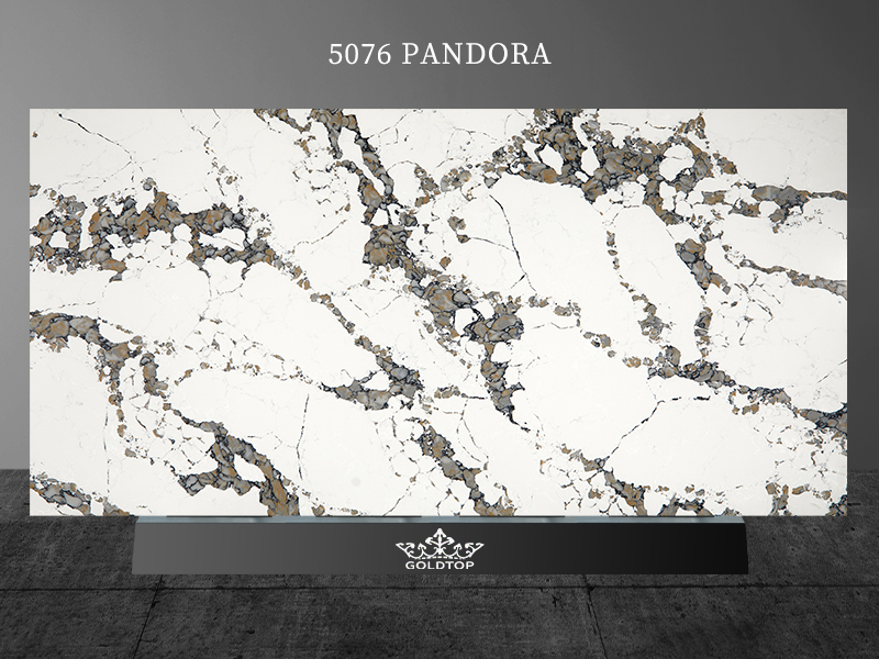 Calacatta Pandora Quartz Gold Silica Tiles
