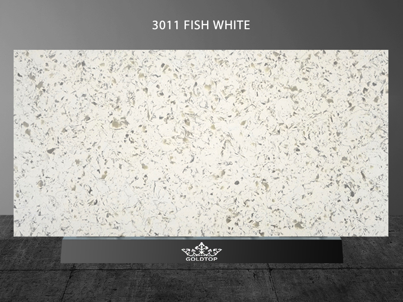 Gray Блестящ кварц Fish White Quartz Backsplash Floor