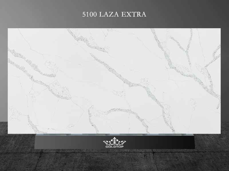 5100 Laza Extra White Calacatta Quartz with grey veins