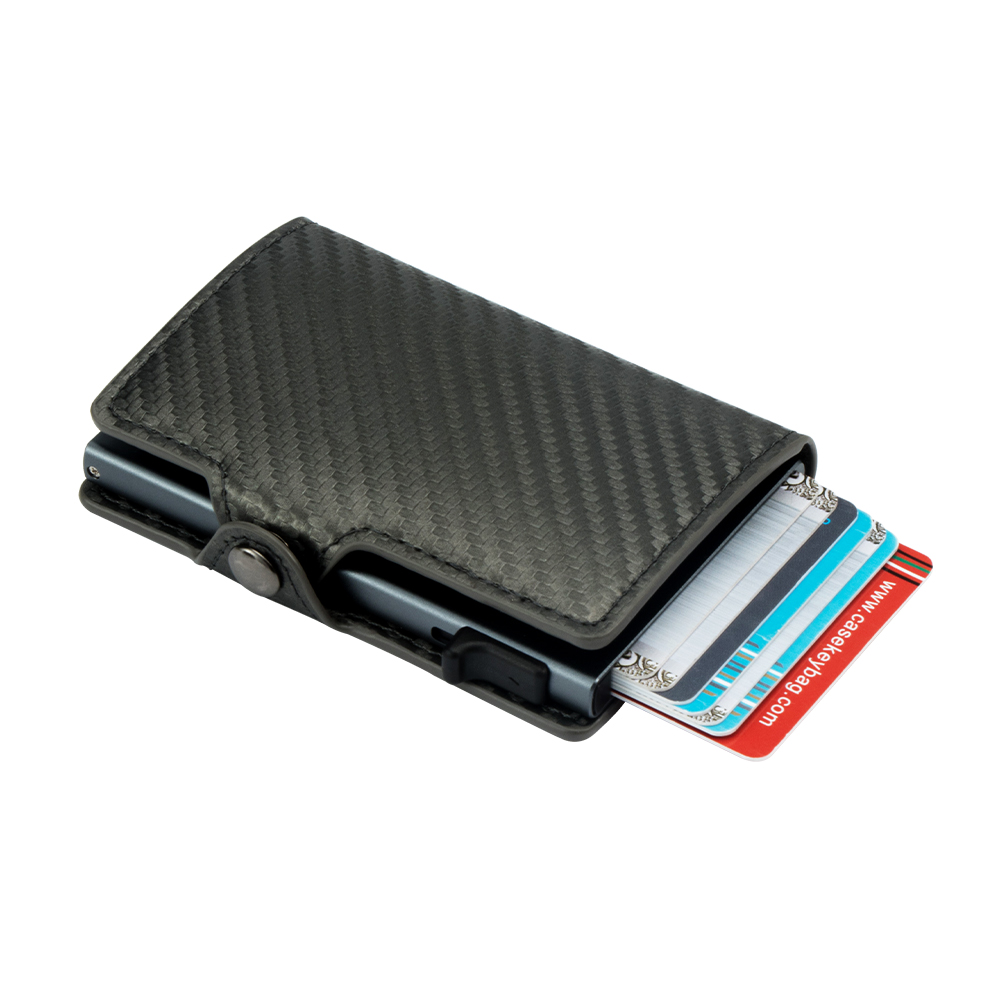 FD08A monitoiminen PU-hiilikuituinen RFID-lompakko
