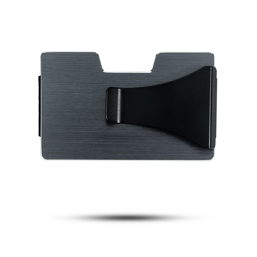 XD08C Portafoglio in metallo con supporto per carte RFID spazzolato con clip nera
