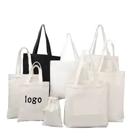 Borse stock borse donna borsa a tracolla in tela di cotone tote in bianco e nero con logo personalizzato