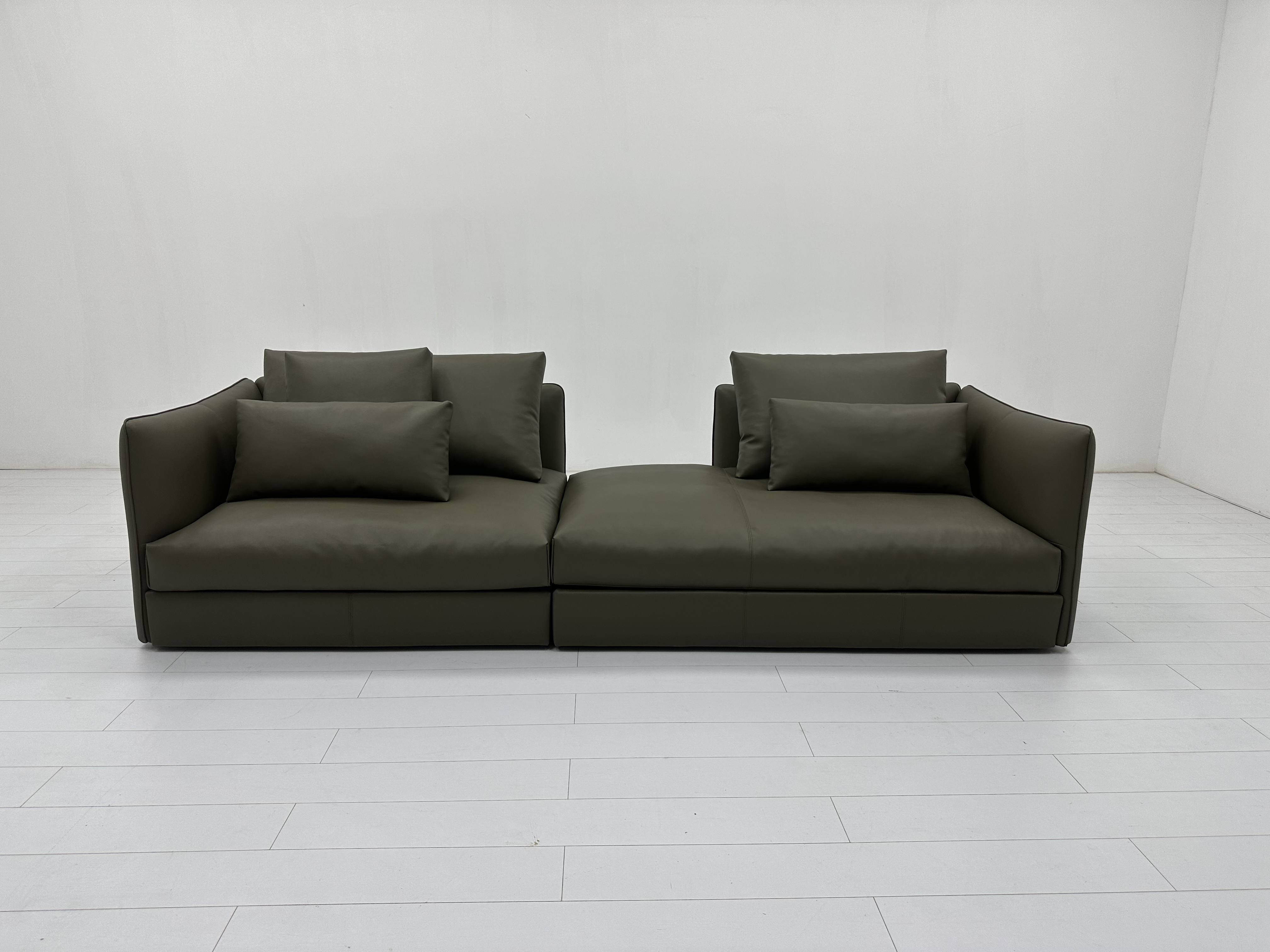 Sectional Black Genuine Modern Leather Sofa Free Combination