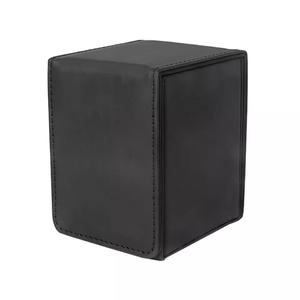 Card Deck Case PU Leather Card Boxes Holder 100+ Card Storage Organizer Card-Black