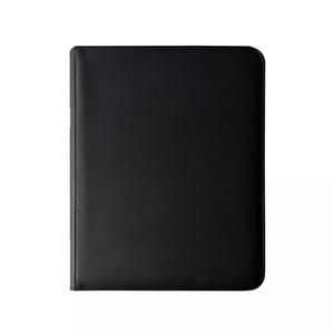 4 Pocket Leather Premium Portfolios/Collectors Card Albums Binder With Zipperr-Black