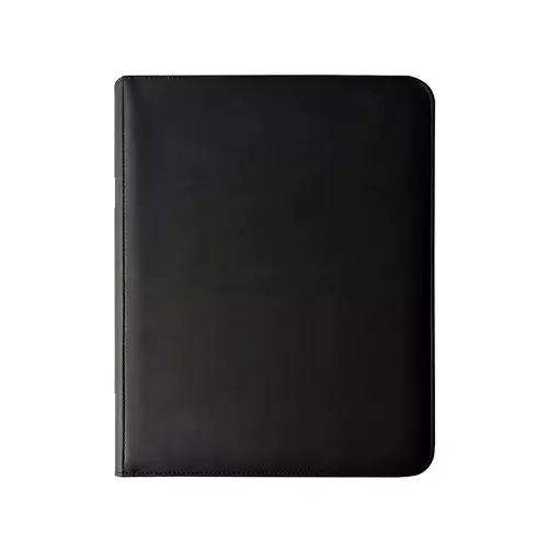 4 Pocket Leather Premium Portfolios/Collectors Card Albums Binder with Zipperr-Black