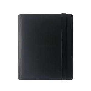 9 Pocket Leather Premium Portfolios/Collectors Albums Binder with Elastic Band-Black