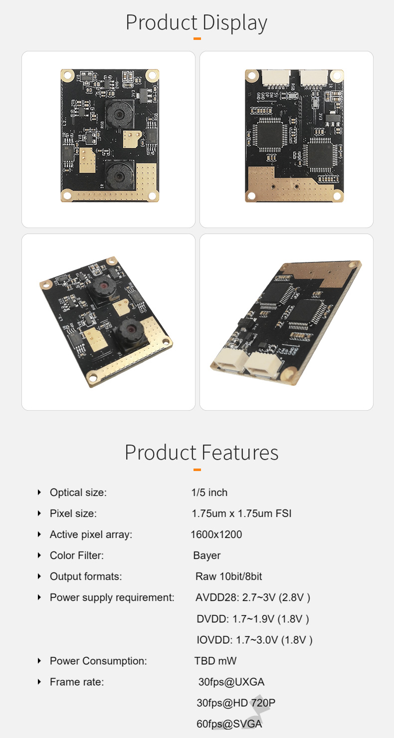 2mp Gc02m2 Frame Synchronous Usb Binocular Ir+rgb 3d Face Recognition Live Detection Camera Module