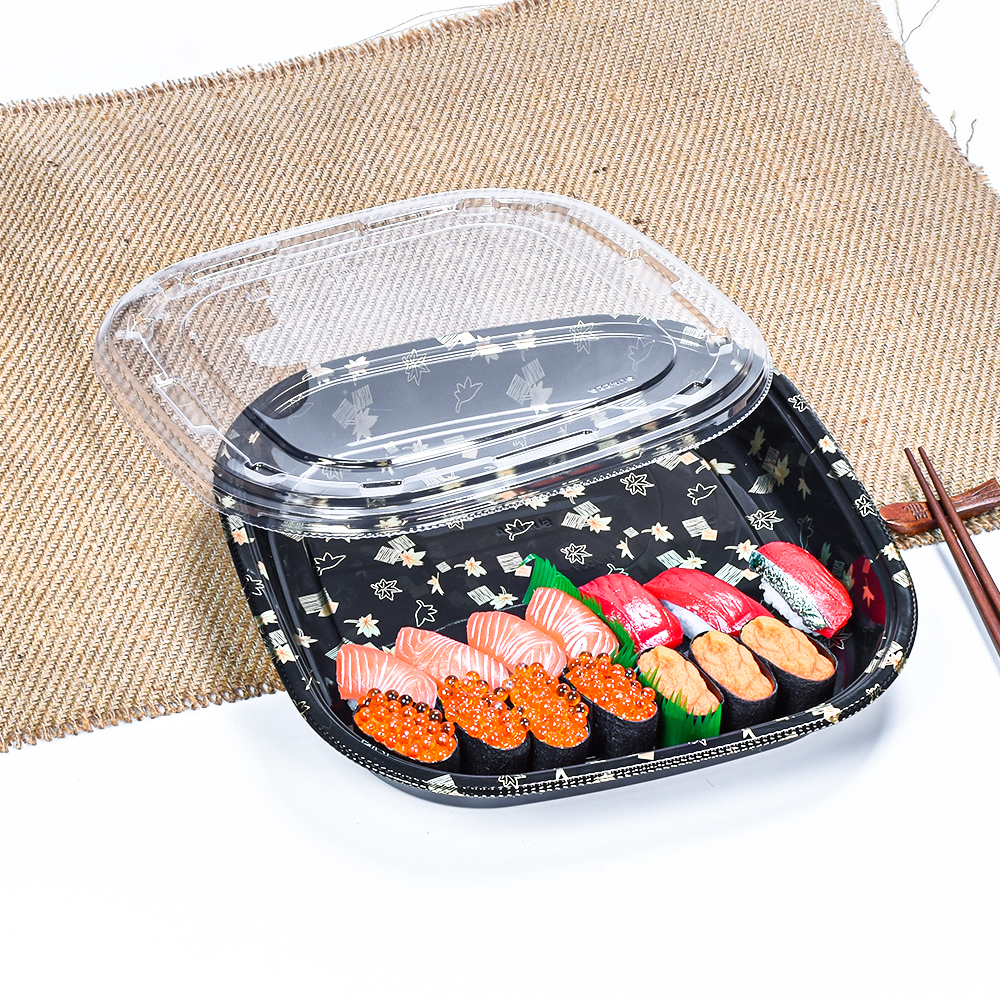 Boîte à sushis carrée jetable de grande taille