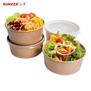 Large Biodegradable Kraft Disposable Paper Salad Bowl For Take Out Packaging 