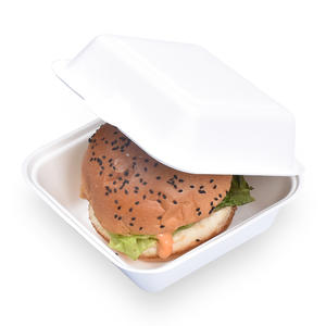Luxury Biodegradable Bagasse Square Take Out Hamburger Box