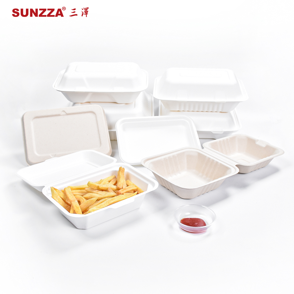 Sunzza Custom Disposable Sugarcane Box For Take Out Packaging 