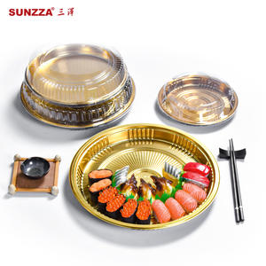 Sunzza take out disposable golden sushi tray for party 