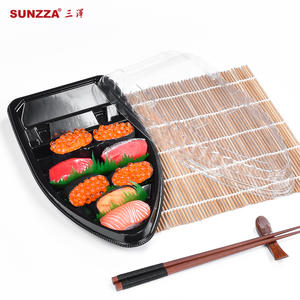 Sunzza diposable plastic sushi tray boat for party 