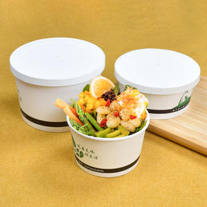 Sunzza Custom Kraft Paper Disposable Bowl With Lid