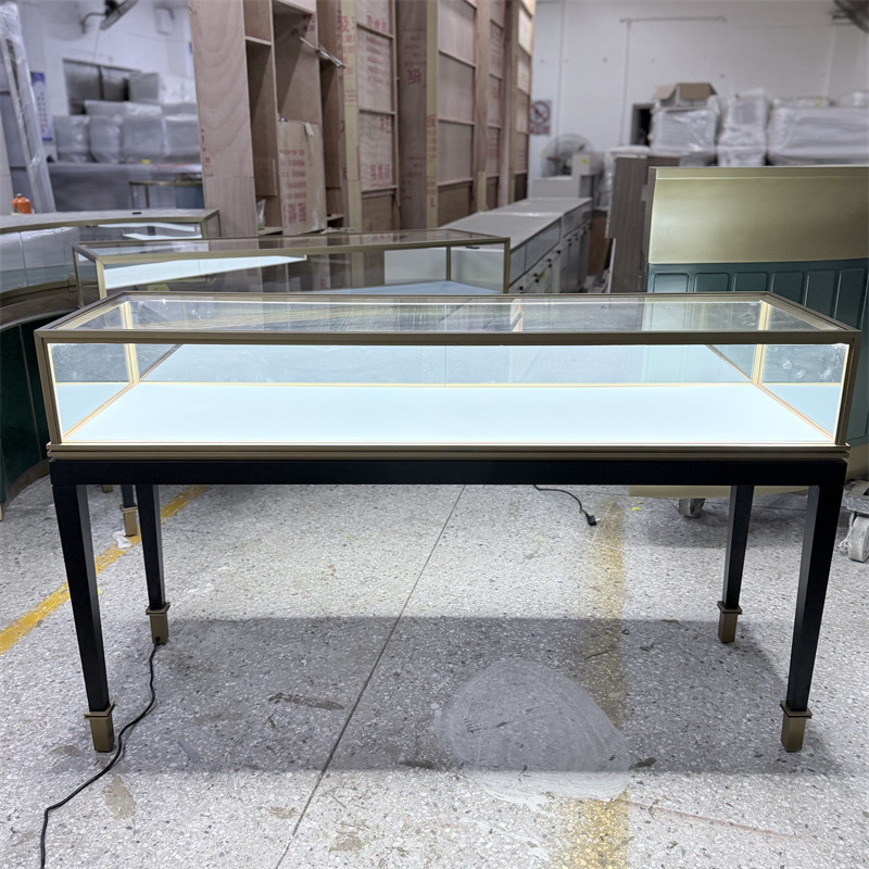 modern black gold stainless steel jewelry display counter