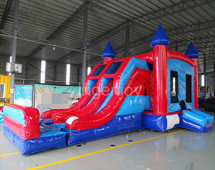 Marble Blue Red 7 In 1 Inflatable Combo For Sale Bouncing Castle