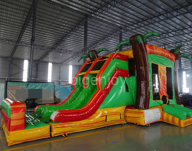 tropical fiesta 7 in 1 combo Inflatable Castle And Slide inflatable tropical kids jumping castle