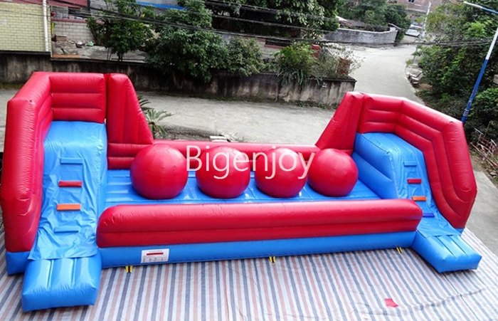 Leaps N Bounds Big Red Balls Inflatable Wipe Out Obstacle Course