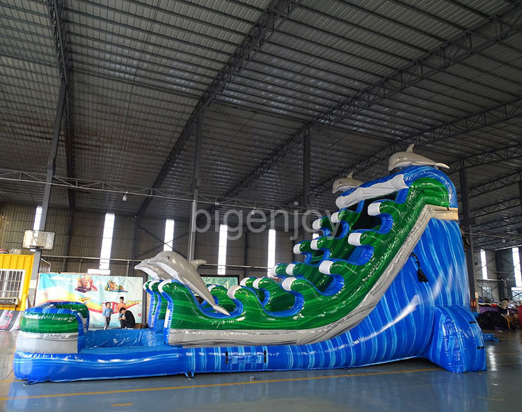 Dolphin commercial water slide splashster inflatable slide