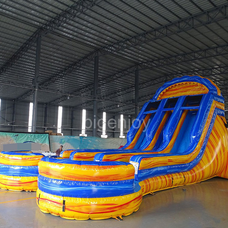 18ft lava falls big inflatable water slide with pool for kid's outdoor inflatable water slide