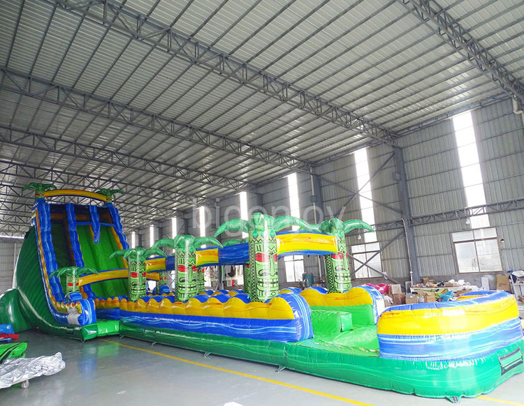 Dual Lane Huge Water Slide Inflatable Hippo Inflatable Commercial Water Slide