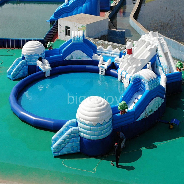 inflatable slides with pool polar bear giant inflatable land water park