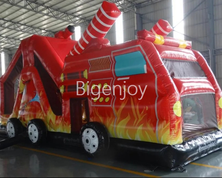 Fire Truck obstacle course kids outdoor or indoor inflatable obstacle course for sale