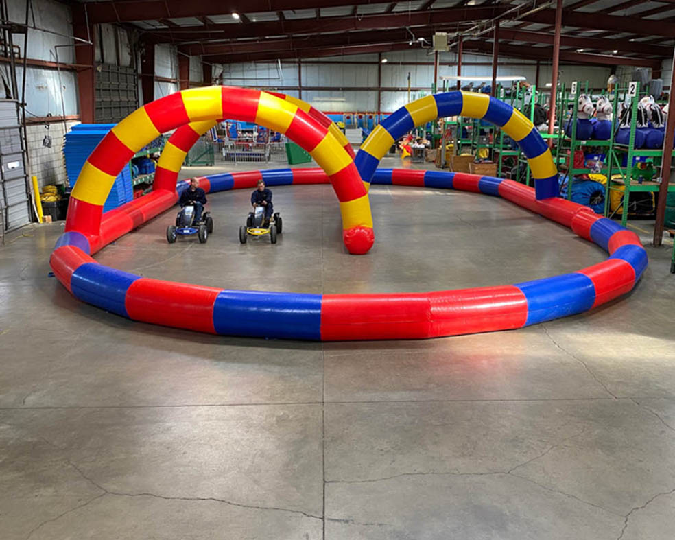InflatableI Race Track With Competition Race Karts inflatable barriers ball air race track