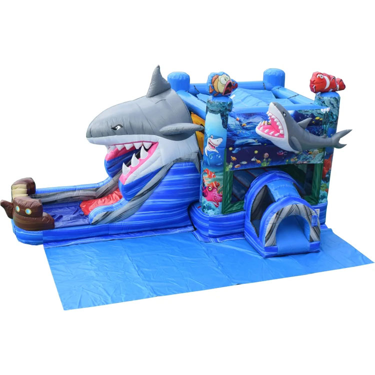 jumping castle combo Inflatable Shark Bounce House for Kids Party