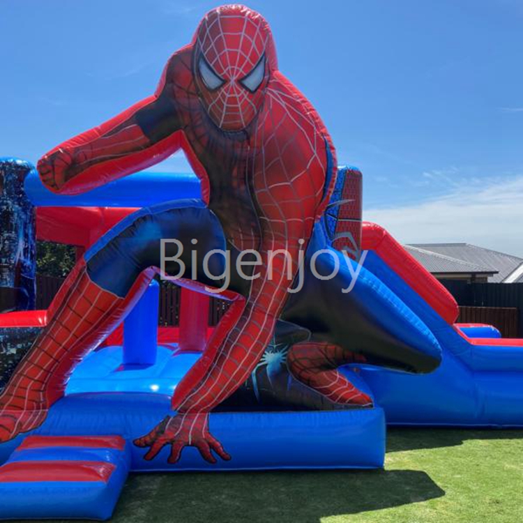 Spiderman Jumping Castle Inflatable Bounce House With Water Slide