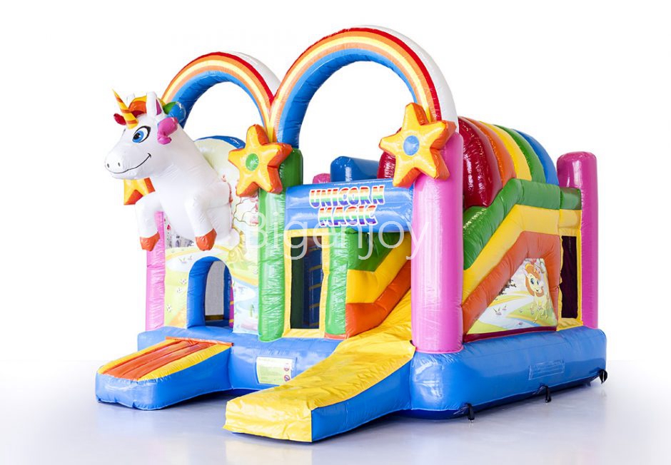 MULTIPLAY Unicorn Inflatable Castle And Slide Unicorn Bounce House 