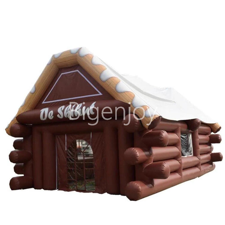 Christmas Inflatable Tent Inflatable Winter Log Cabin House Cabin Tent With White Roof