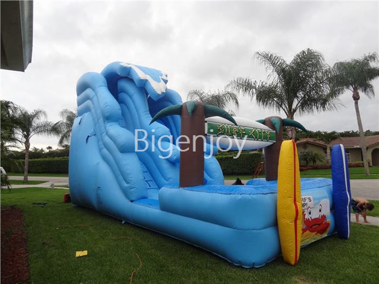 22ft Tall surf city water slide inflatable Commercial backyard surf waterslide