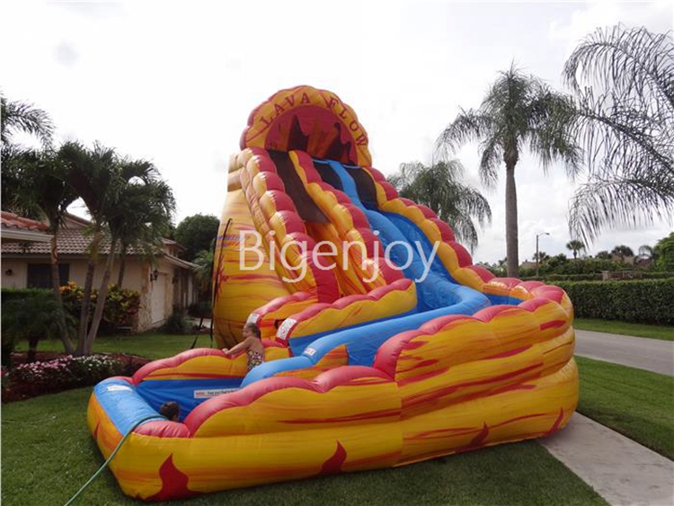 curve water slide Lava Flow 24ft Tall Dual Lane Water Slide with pool