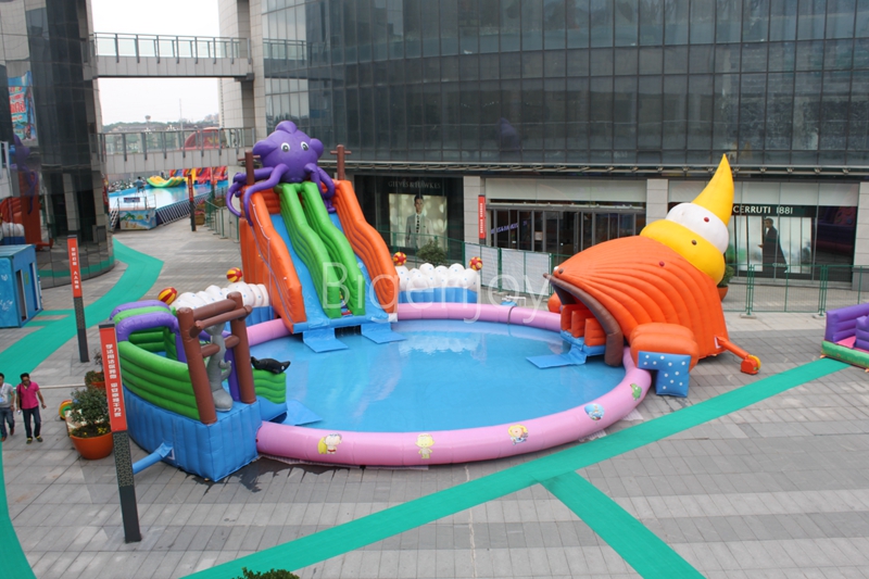 inflatable water park and slide for sale with sea world theme
