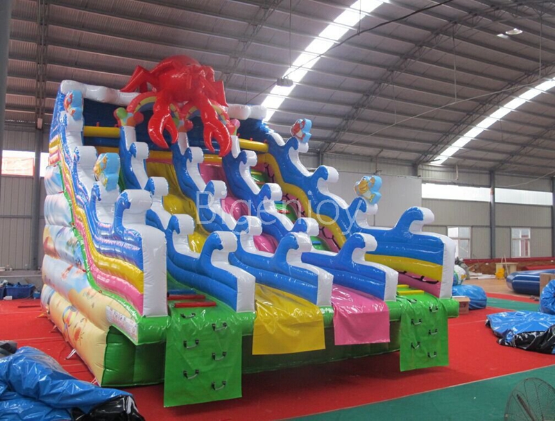 Big Fun Inflatable Park With Wave Water Slide For Adults And Kids