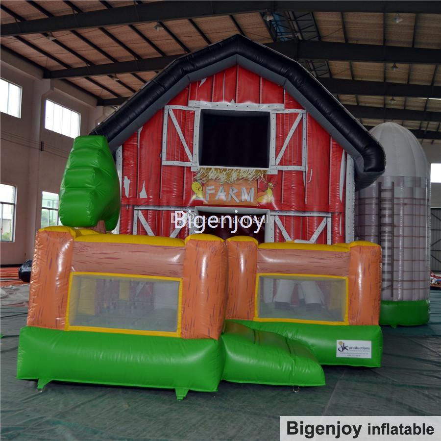 Big Inflatable Park Amusement Park Equipment Farm House Style Inflatable Jumping Bouncer For Kids