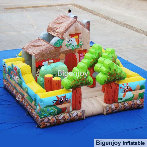 Bigenjoy Inflatable Park Fun City Inflatable Squirrel Forest Cabin Inflatable Fun Land For Kids