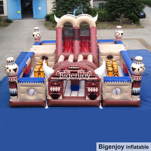 Fun Entertainment Giant Inflatable Theme Park Inflatable Indian Obstacles Land Inflatable Fun Land