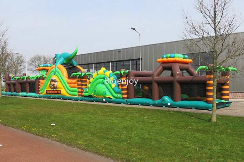 inflatable dinosaur jungle huge obstacle course for sale