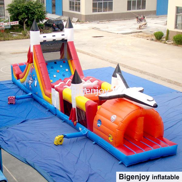 Obstacle Course Running Race Splendid Inflatable Missile Base Obstacle For Children