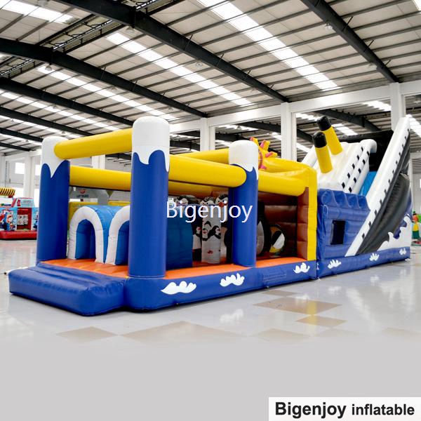 Inflatable Kids Obstacle Course Splendid Inflatable Penguin Cantoon Obstacle For Children