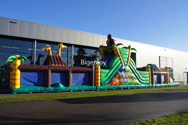 jungle obstacle course with animal theme park inflatable for sale