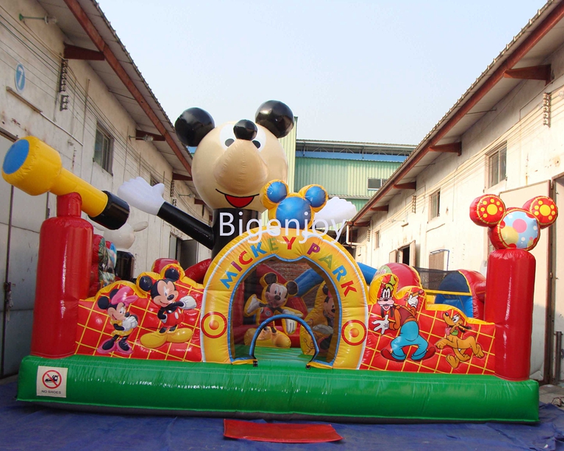 Mickey Mouse Bounce House Slide Combo For Kids Backyard Inflatable Fun City Mickey Castle Inflatable Playground Rentals