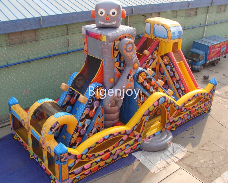 robot fun city inflatable playground for kids jumping castle inflatable jump house obstacle course for party