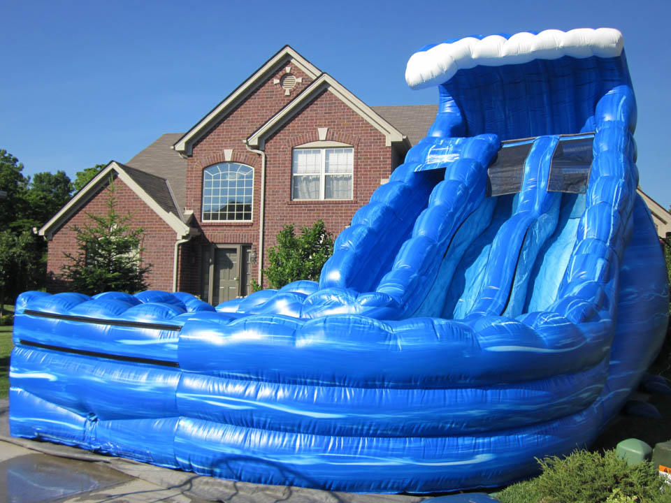 giant inflatable curve water slide with pool Monster Wave Water Slides Outside bounce house slide Commercial