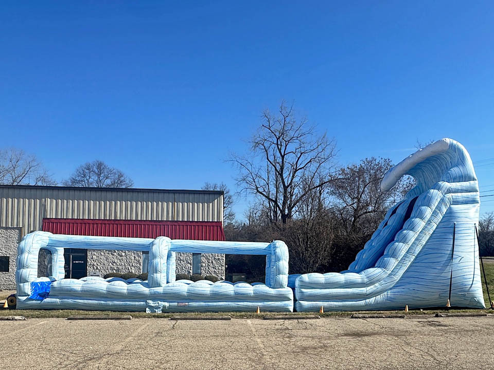 Commercial giant inflatable water slide with pool Arctic Crush Dual Lane Water Slide