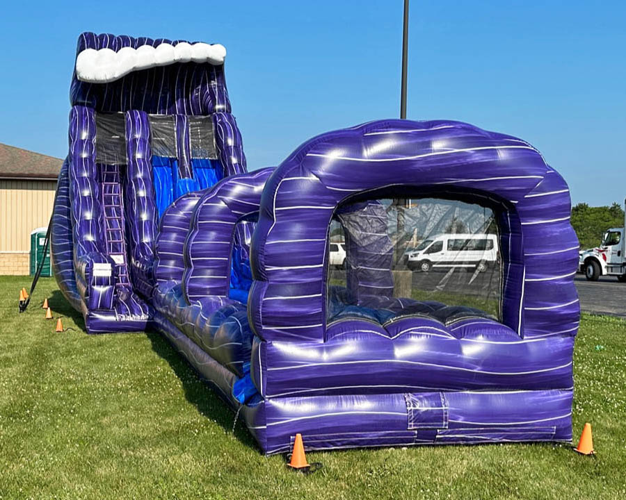 Purple Crush inflatable Dual Lane Water Slide adults with long slip n slide