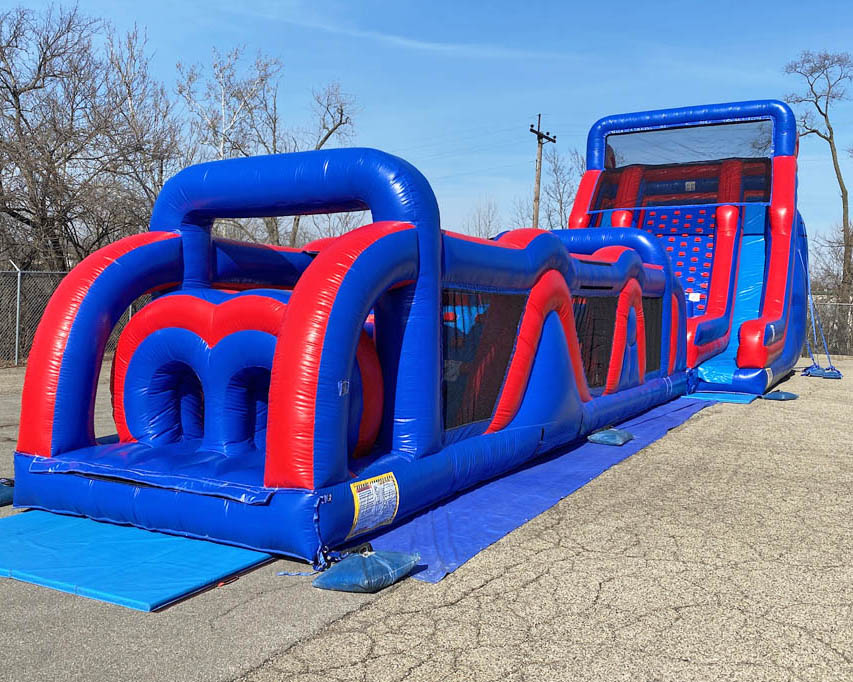 Inflatable Obstacle Course race with slide 70′ Extreme Run & Climb Giant Commercial Bounce House